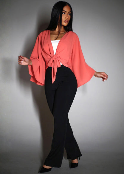 High Rise Slimming Waistband Stretch Flared Dress Pants Black