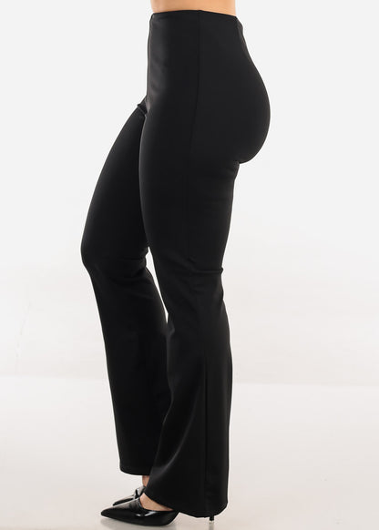 High Rise Slimming Waistband Stretch Flared Dress Pants Black