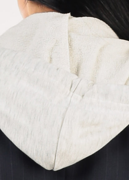 Long Sleeve Stripe Hooded Blazer Navy