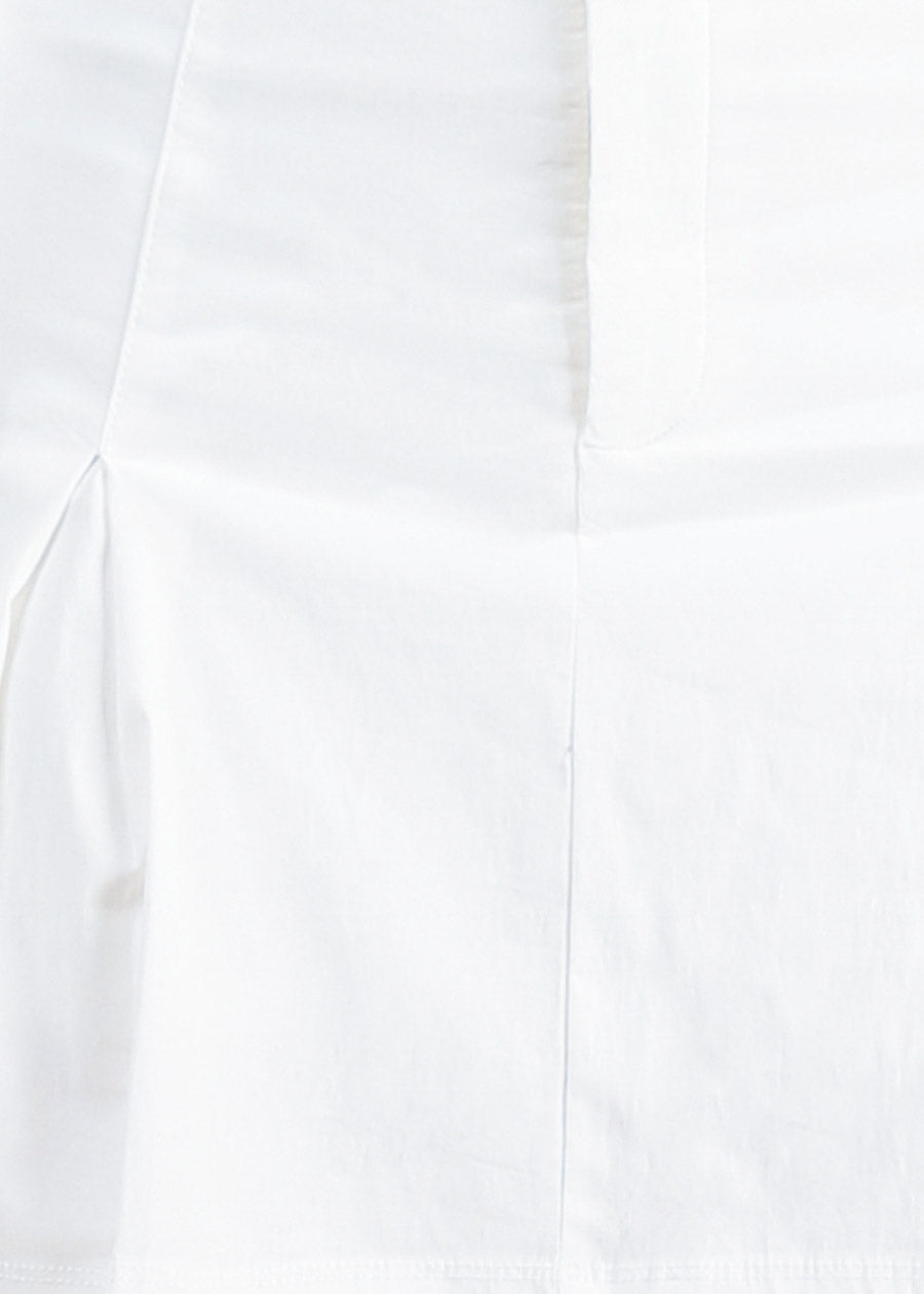 High Waist Stretch Pleated Cargo Mini Skort White