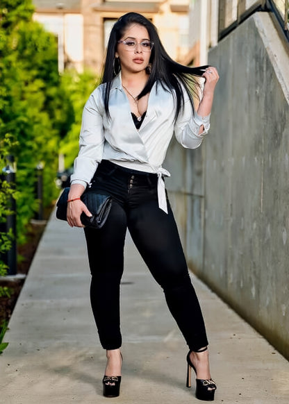 MX JEANS Butt Lifting Black Denim Casual Jeans