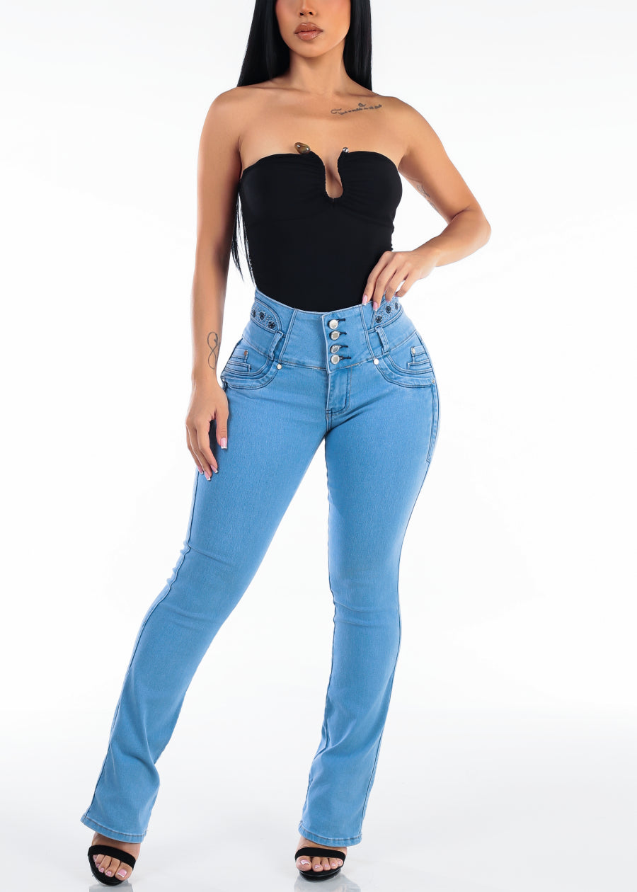 Strapless Plunge Neckline Stretch Crop Top Black