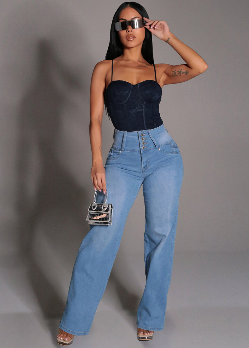 Sleeveless Sweetheart Neckline Lace Corset Style Blouse Navy