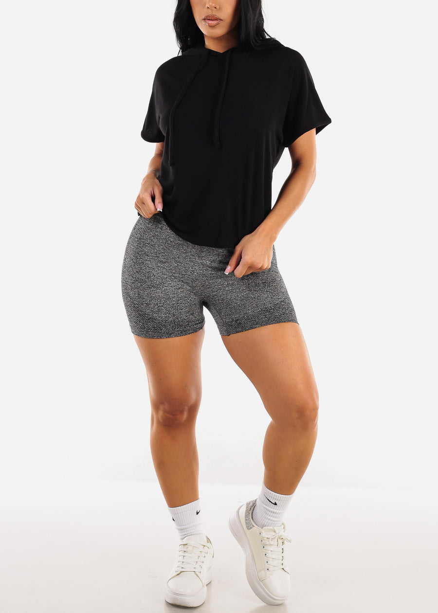 High Waist Butt Shaping Scrunch Gym Shorts Dark Grey