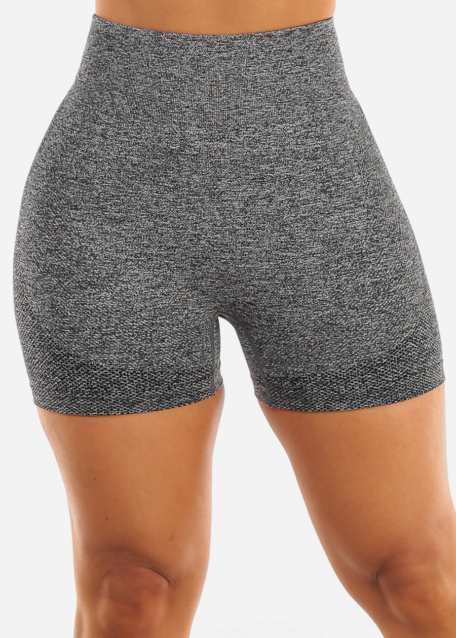 High Waist Butt Shaping Scrunch Gym Shorts Dark Grey