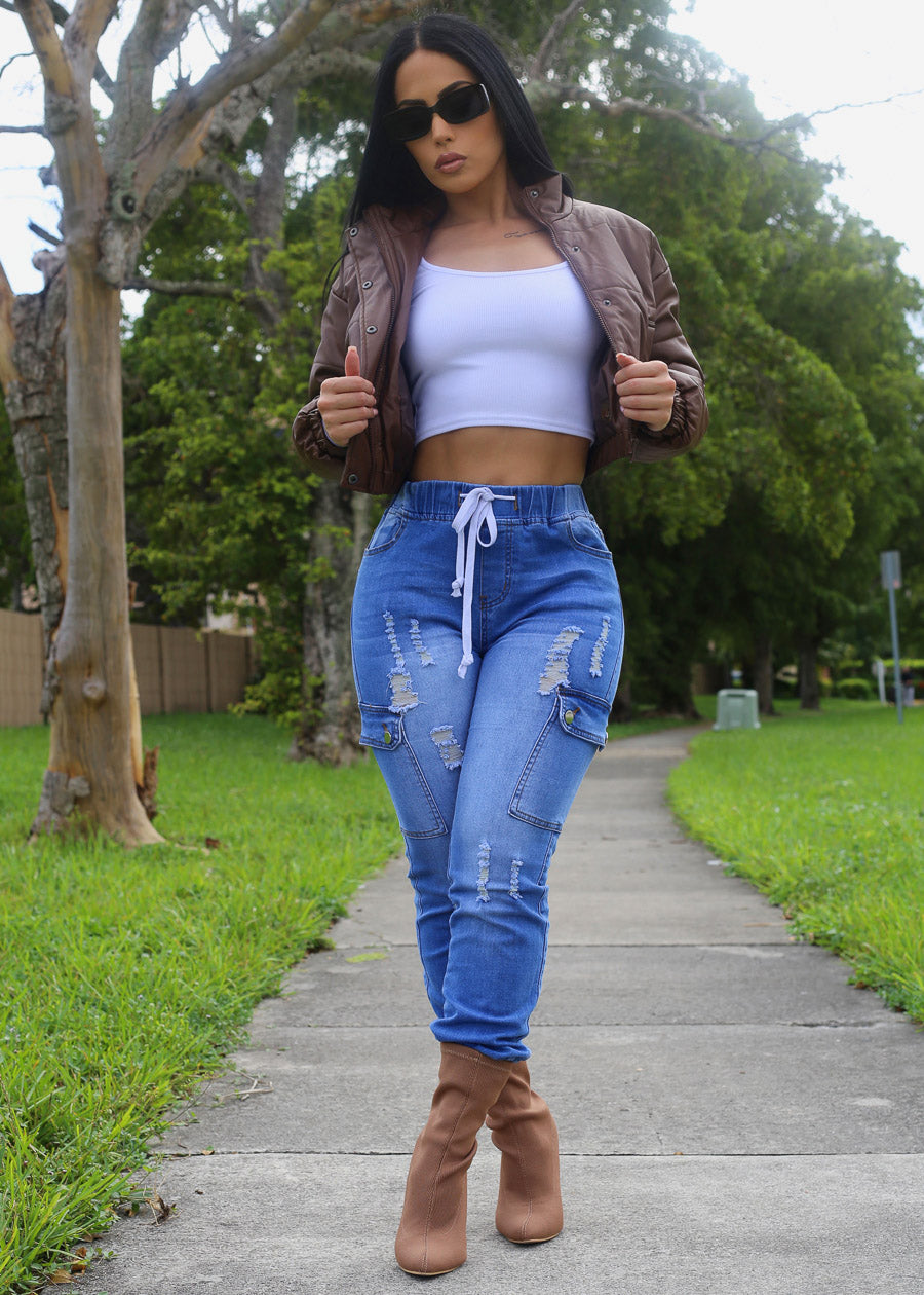 Long Sleeve Scoop Neck White Ribbed Crop Top