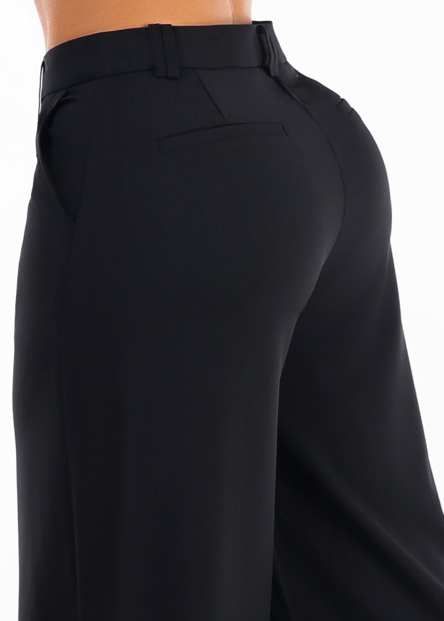Butt Lift Super High Waist Wide Leg Dress Pants Black, view 5 of 6