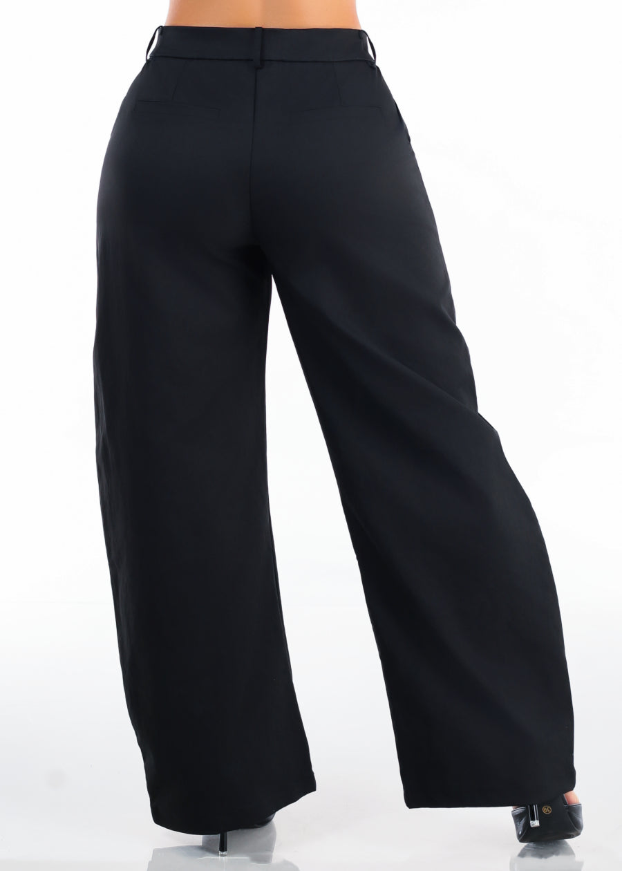 Super High Waisted Wide Legged Dress Pants Black, view 4 of 5