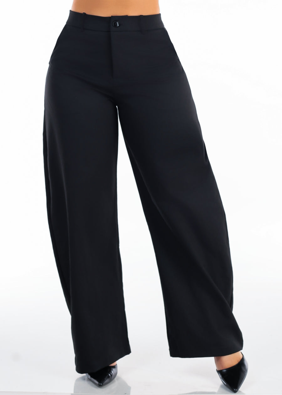 Super High Waisted Wide Legged Dress Pants Black, view 1 of 5
