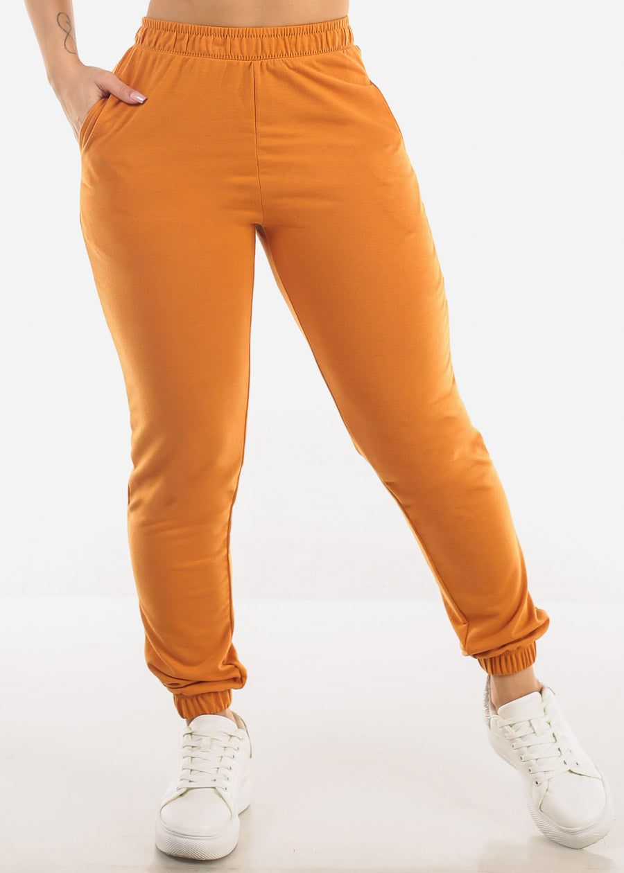 Cropped Zip Up Hoodie & Jogger Pants Tangerine (2 PCE SET)