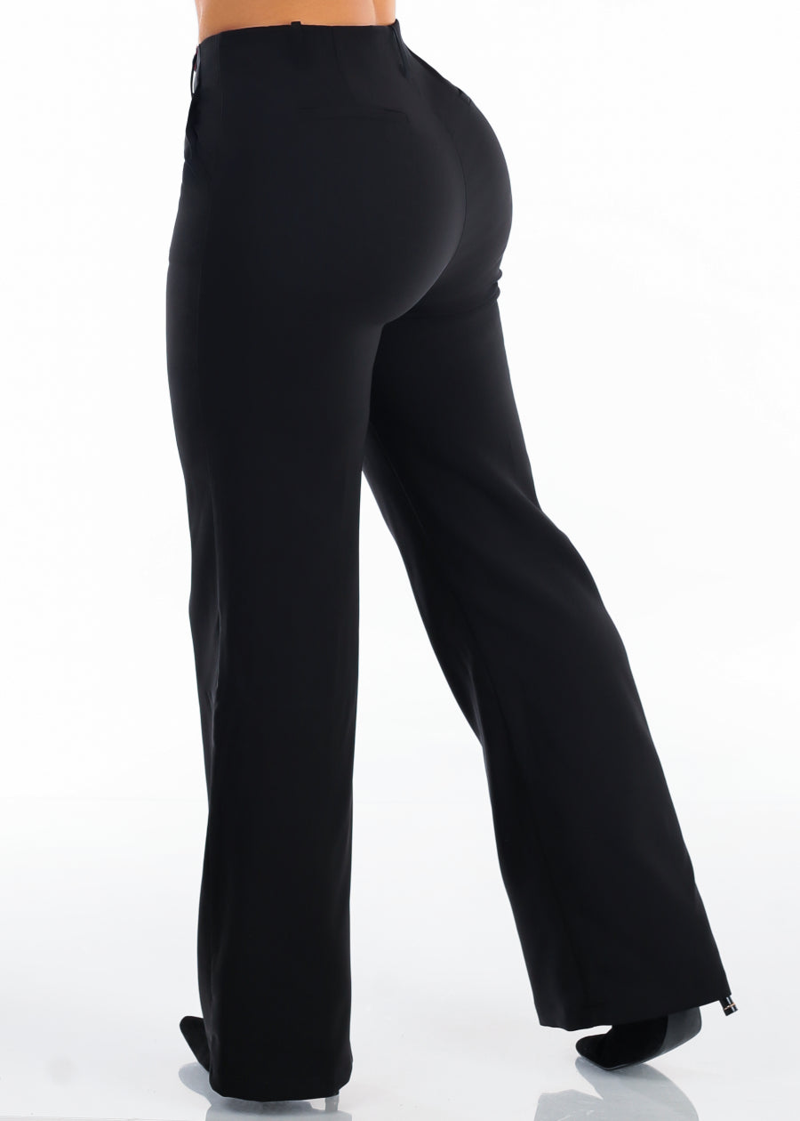 Butt Lift Super High Waist Wide Leg Stretch Dress Pants Black, view 1 of 6