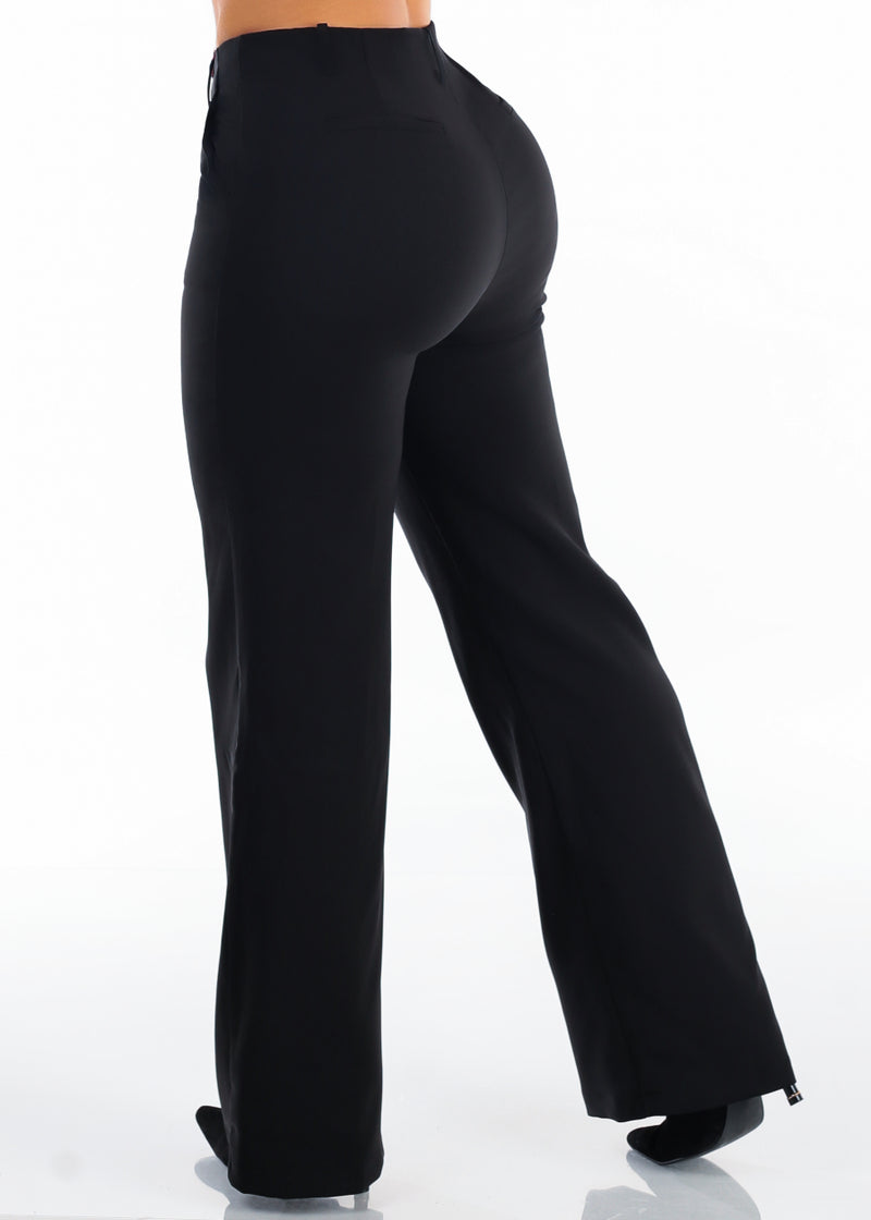 Butt Lift Super High Waist Wide Leg Stretch Dress Pants Black