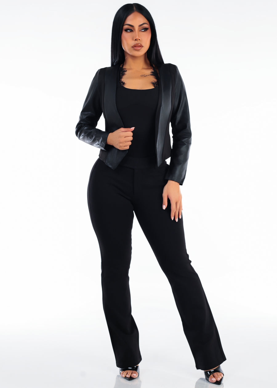Butt Lift High Waist Stretch Flared Bootcut Dress Pants Black, view 2 of 6