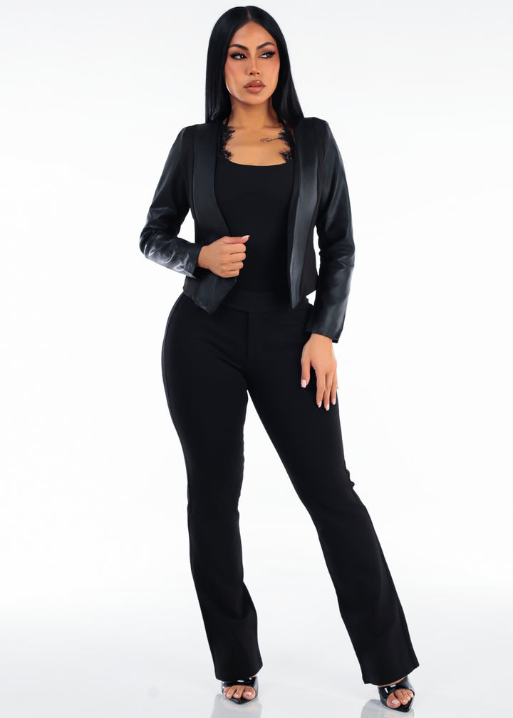Butt Lift High Waist Stretch Flared Bootcut Dress Pants Black
