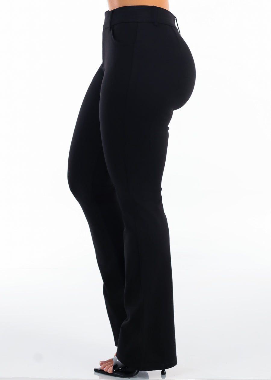 Butt Lift High Waist Stretch Flared Bootcut Dress Pants Black, view 4 of 6