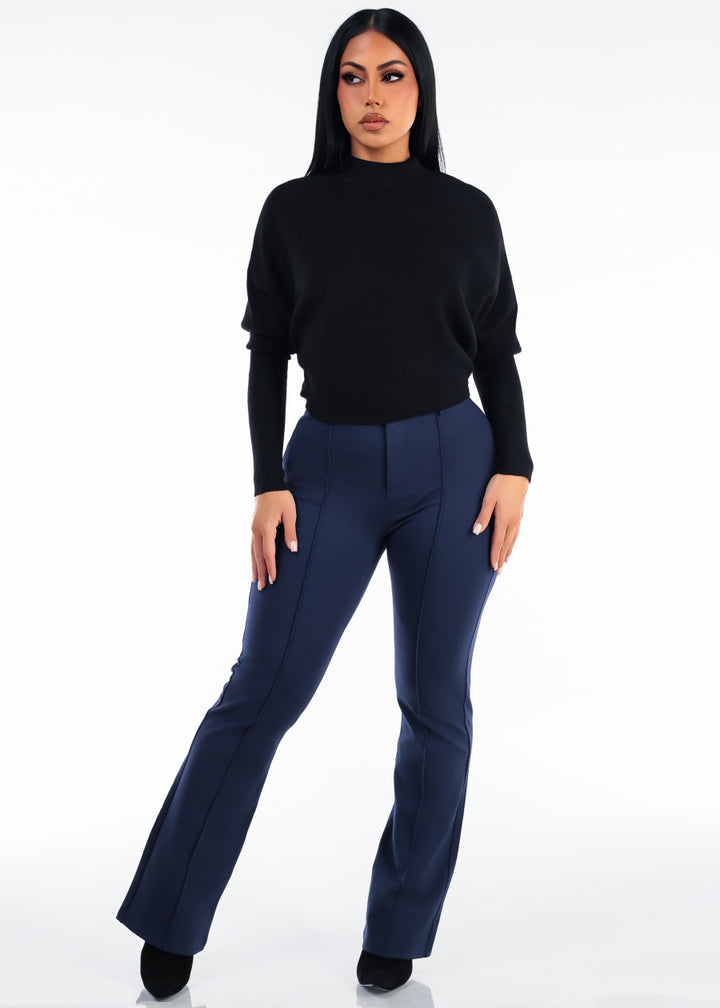 High Waisted Stretch Flared Bootcut Dress Pants Navy