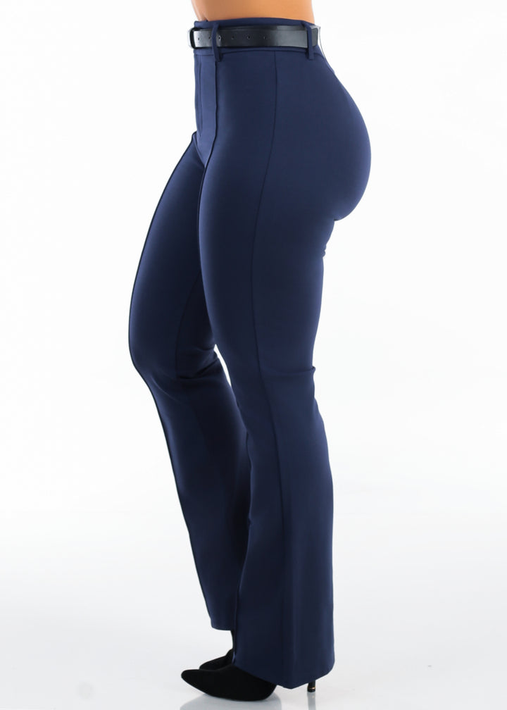 High Waisted Stretch Flared Bootcut Dress Pants Navy