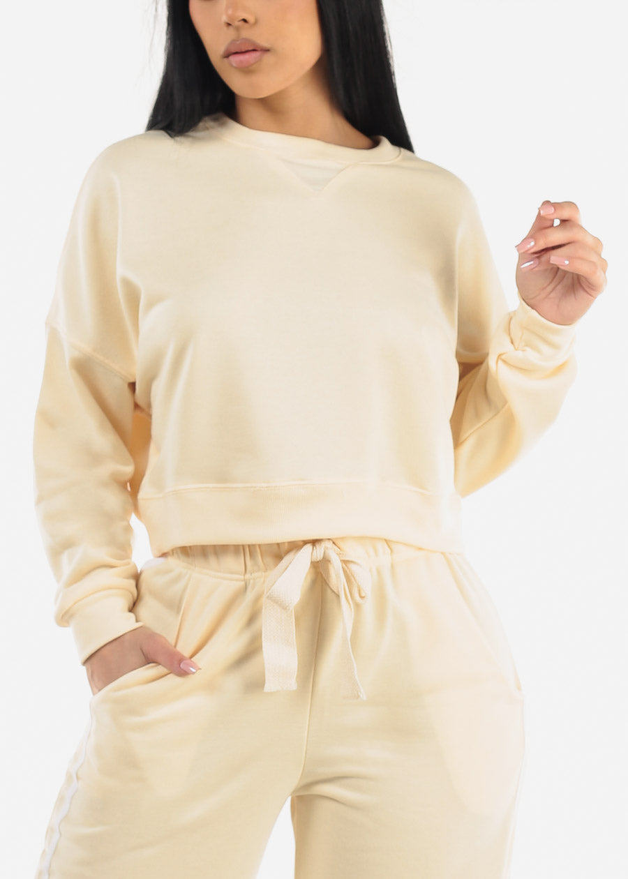 Crewneck Long Sleeve French Terry Sweatshirt Yellow