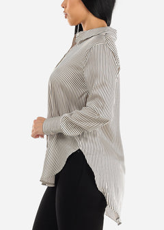 Long Sleeve Button Up Pinstripe Woven Shirt