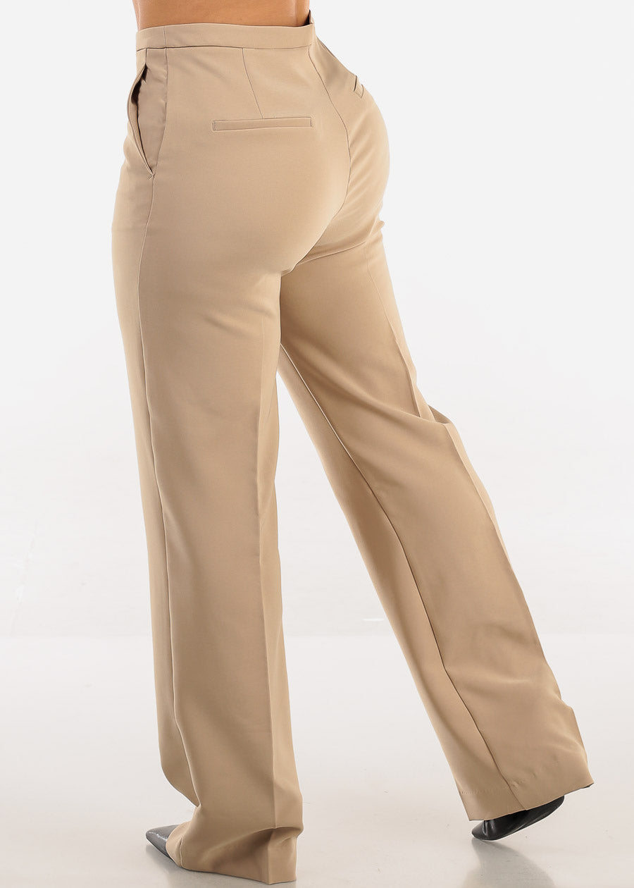 High Waist Formal Straight Khaki Dress Pants