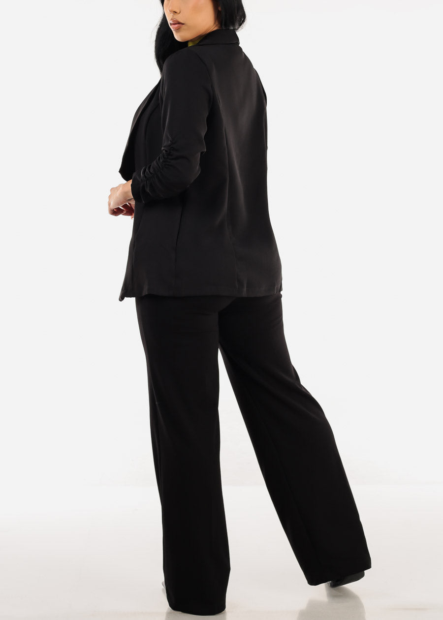 Super High Waist Formal Straight Dress Pants Black