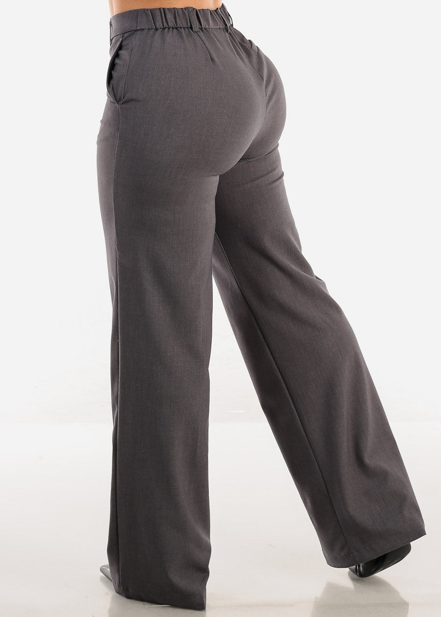 Super High Waist Formal Straight Dress Pants Grey, view 5 of 8