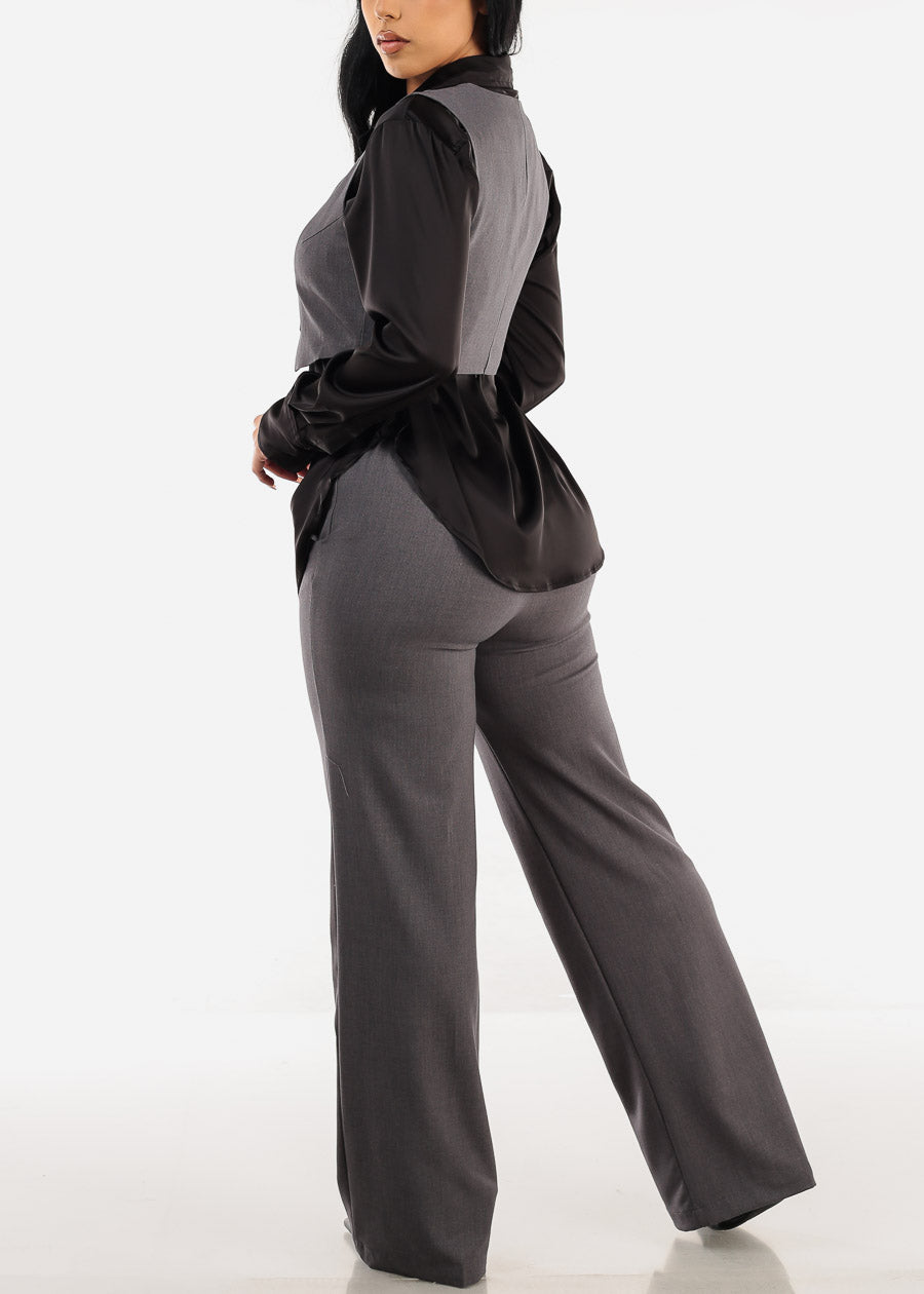 Super High Waist Formal Straight Dress Pants Grey, view 7 of 8