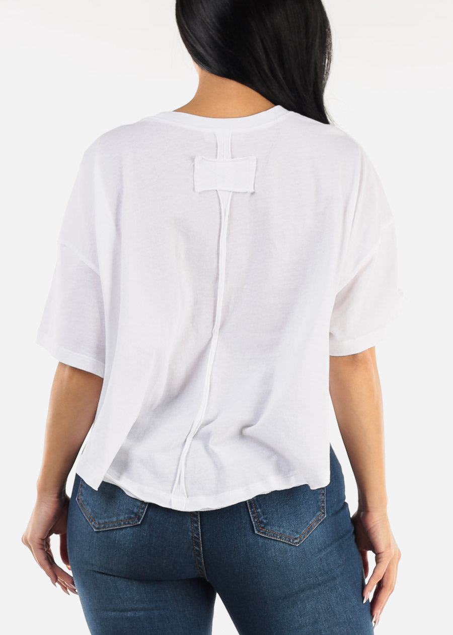 White Short Sleeve Flowy Cotton Top