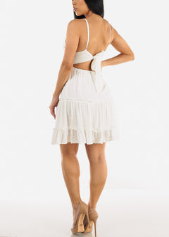 White Sleeveless Tiered Cami Mini Dress