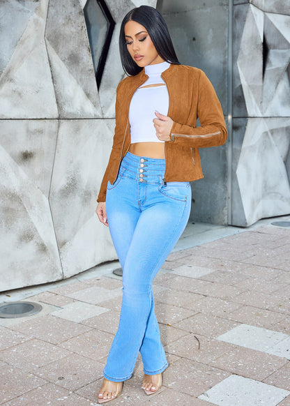 MX JEANS Butt Lift Thick Waist Bootcut Jeans Light Blue