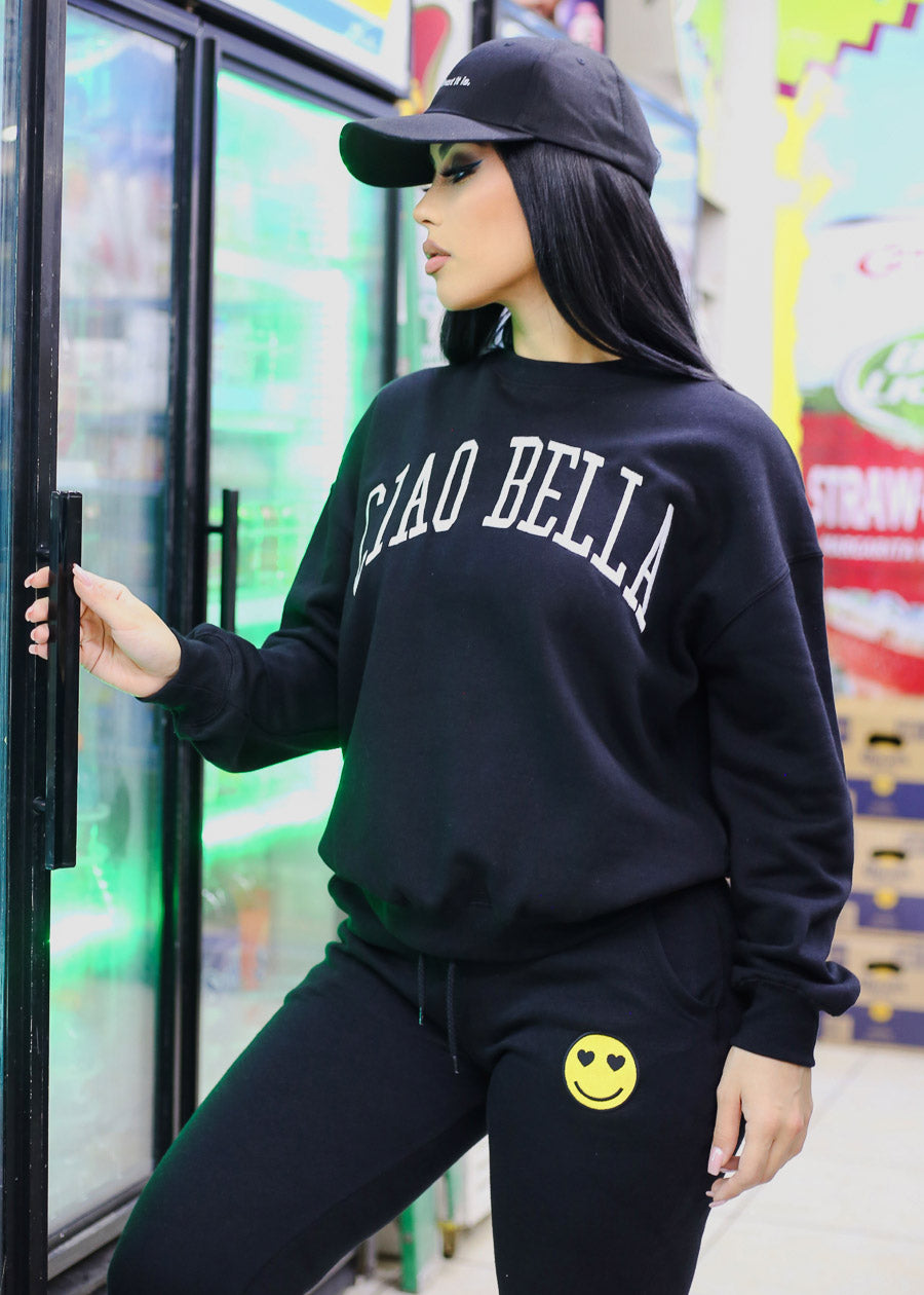 Relaxed Fit Black Fleece Sweatshirt 