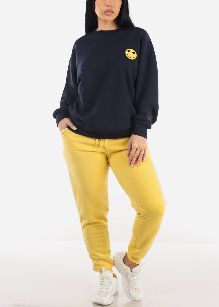 Relax Fit Fleece Oversized Sweatshirt Navy