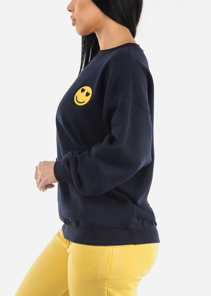 Relax Fit Fleece Oversized Sweatshirt Navy