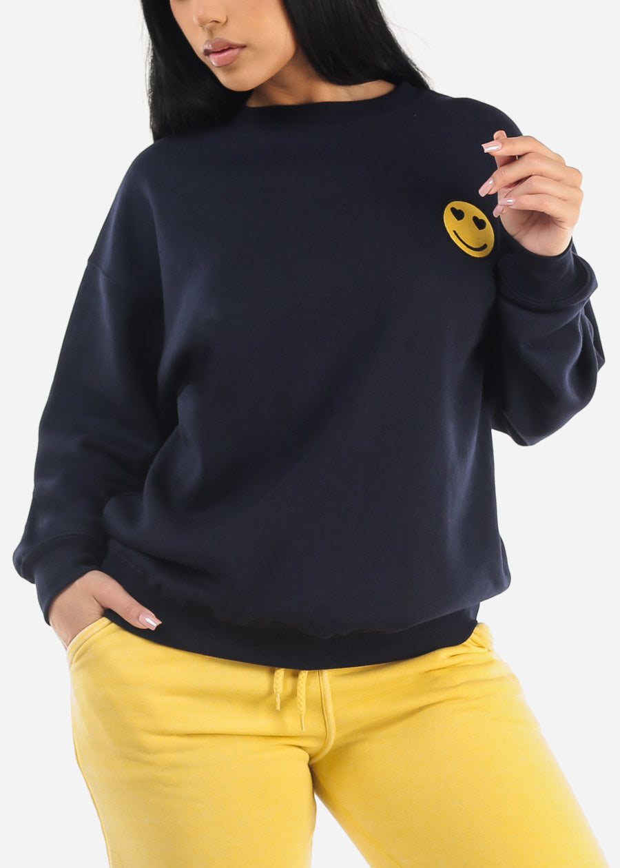 Relax Fit Fleece Oversized Sweatshirt Navy