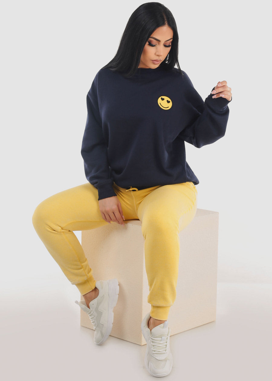 Relax Fit Fleece Oversized Sweatshirt Navy