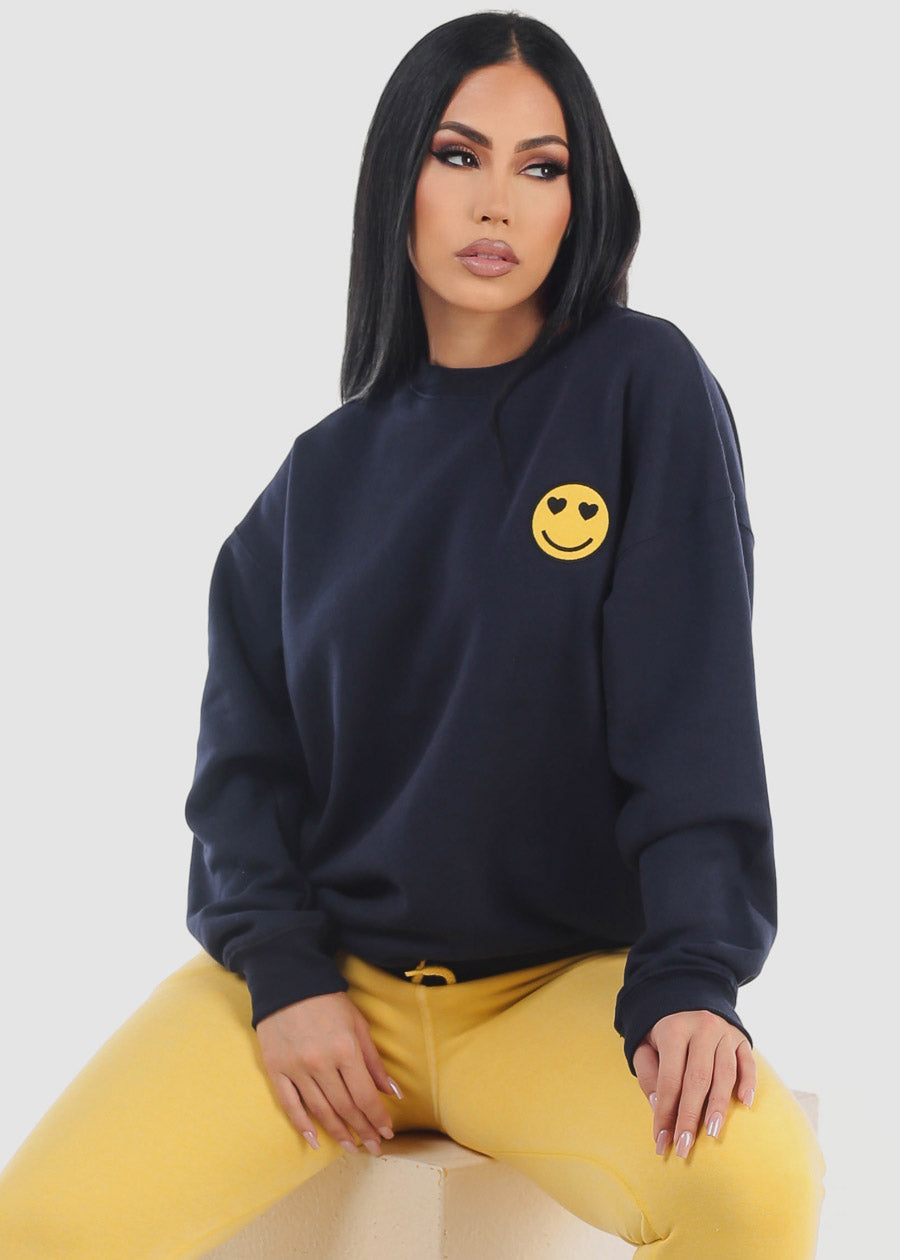 Relax Fit Fleece Oversized Sweatshirt Navy