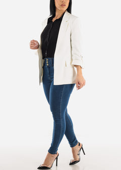 Long Sleeve Relax Fit Blazer Ivory