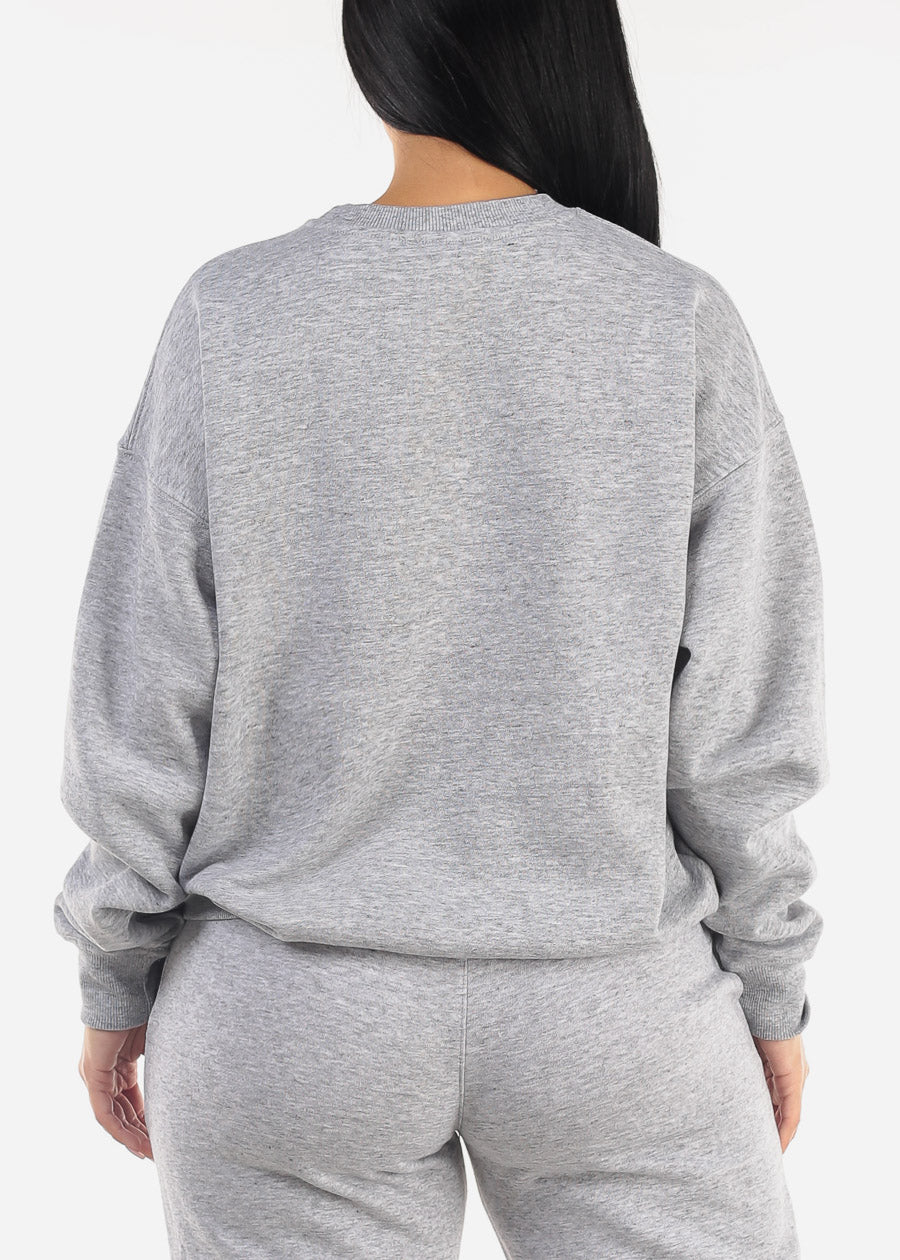 Relax Fit Fleece Oversized Sweatshirt Heather Grey