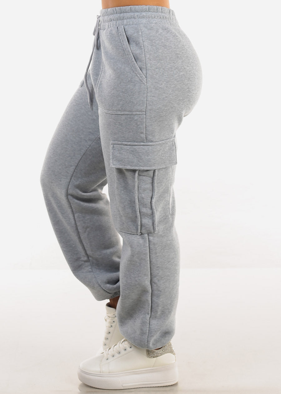 High Waist Cargo Sweatpants Grey