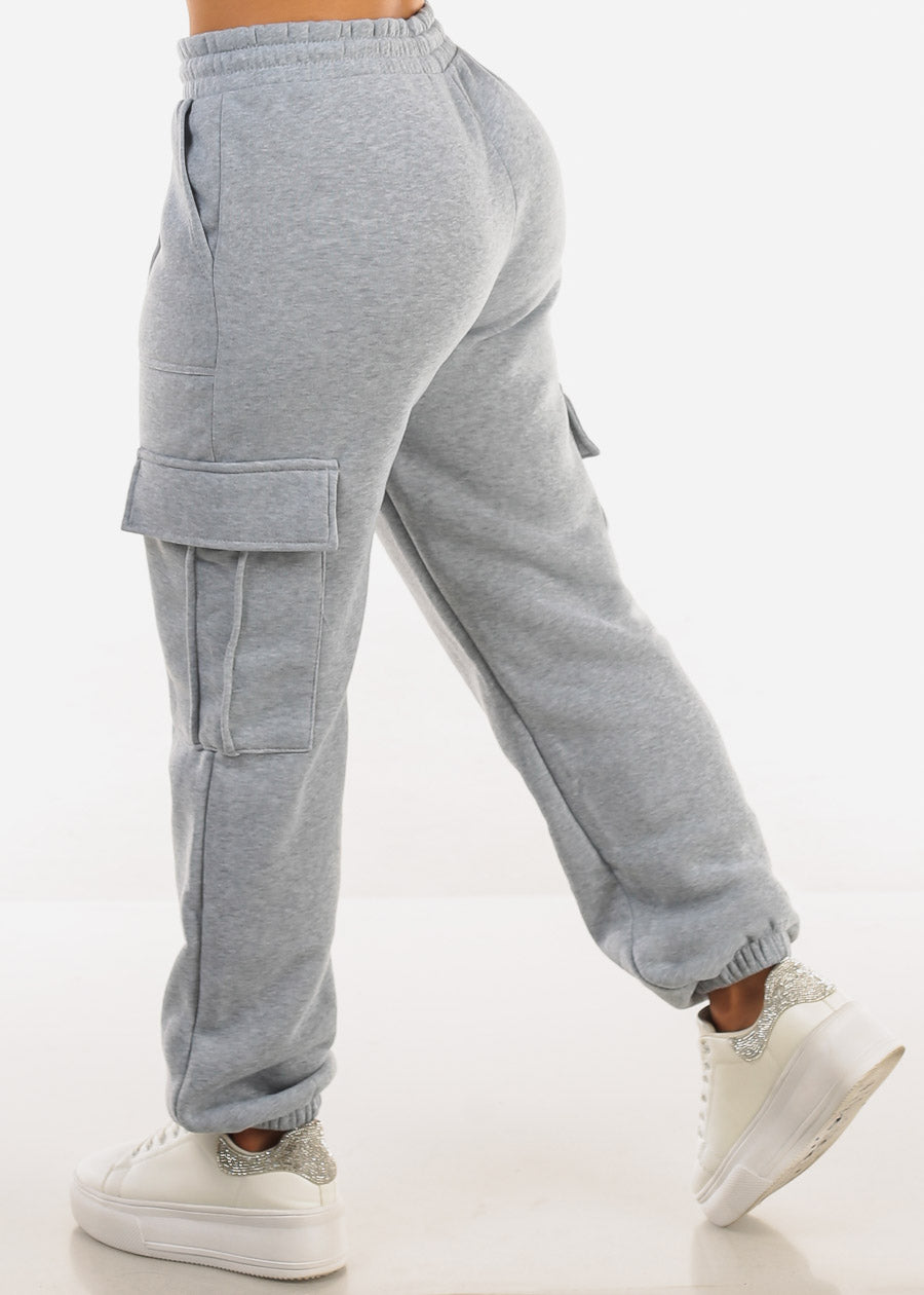 High Waist Cargo Sweatpants Grey