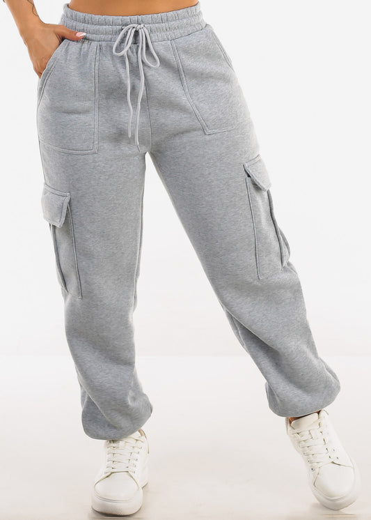 High Waist Cargo Sweatpants Grey