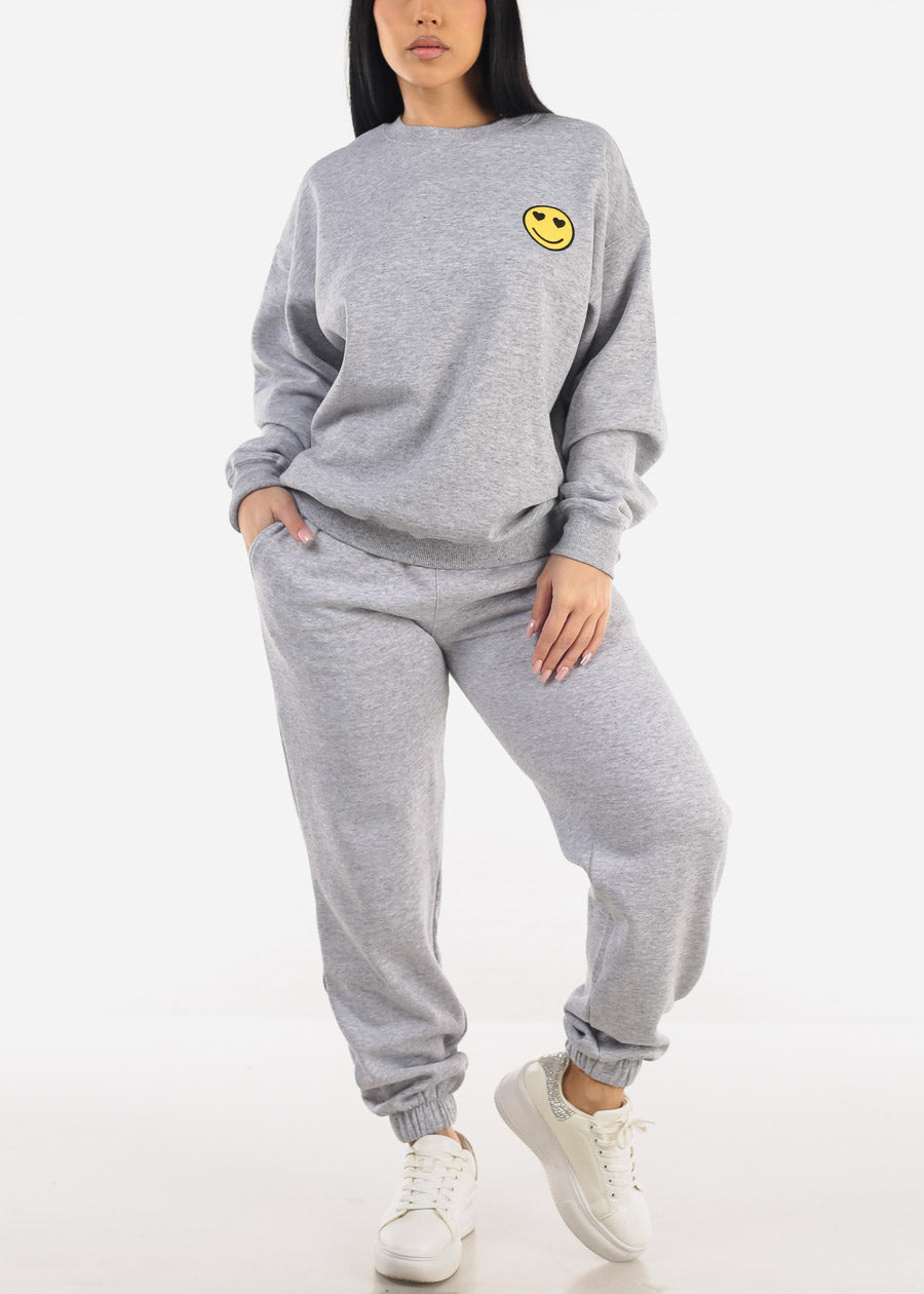 High Waisted Fleece Jogger Pants Heather Grey