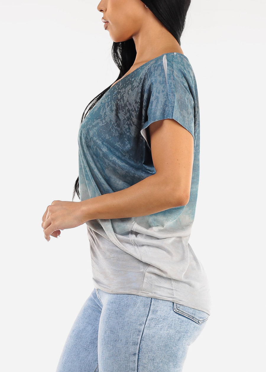 Short Dolman Sleeve Tie Dye Tunic Top