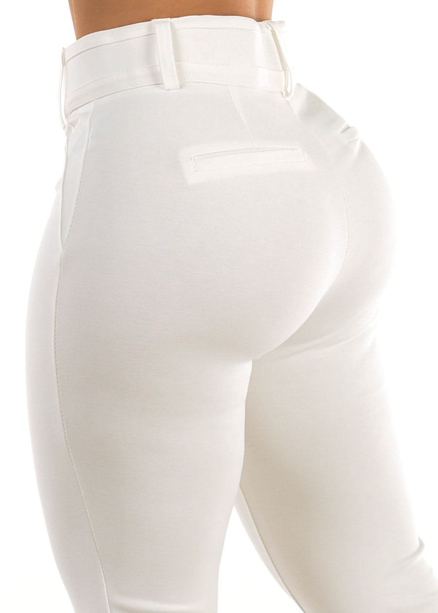 Butt Lifting High Waist White Dressy Bootcut Pants