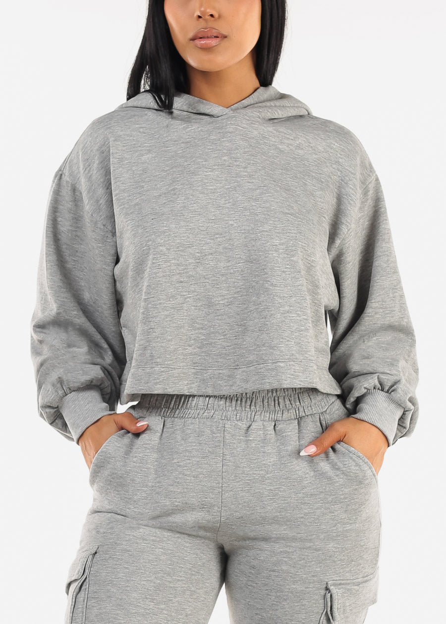 Grey Fleece Pullover Hoodie