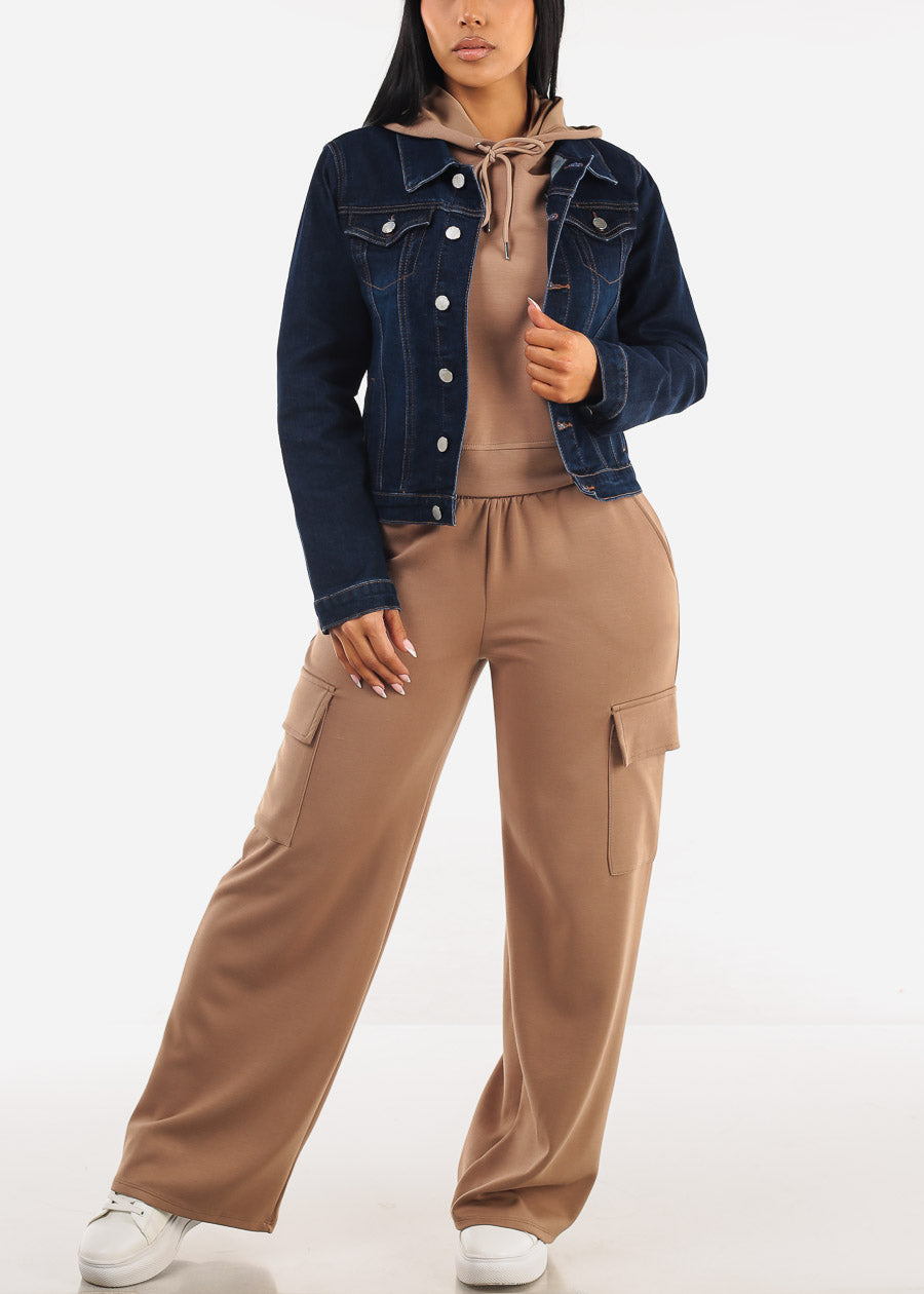 Super High Waist Wide Leg Cargo Pants Light Brown