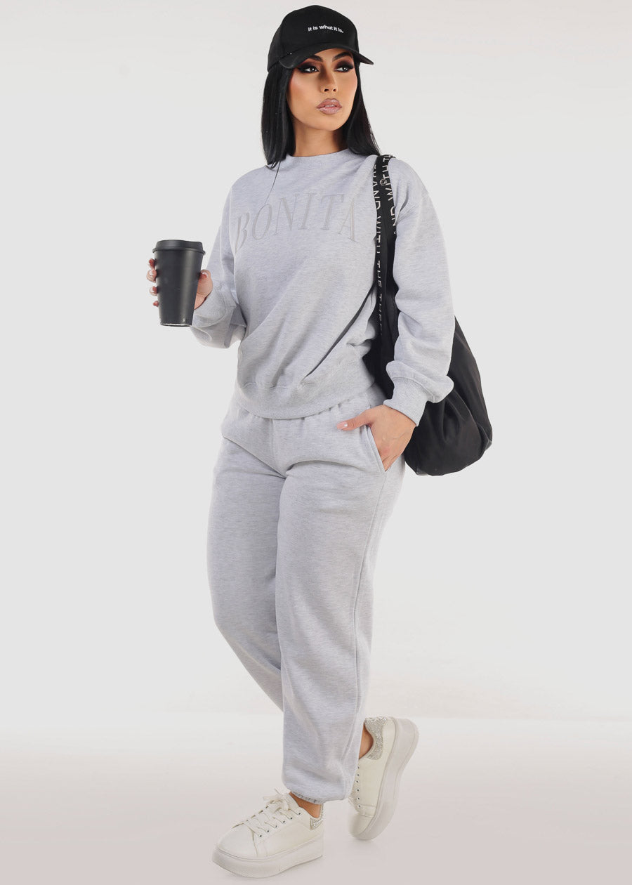 Relaxed Fit Fleece Sweatshirt Grey "Bonita"