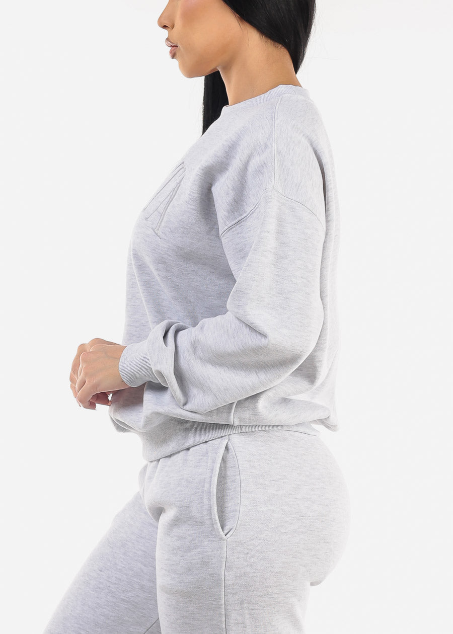 Relaxed Fit Fleece Sweatshirt Grey "Bonita"