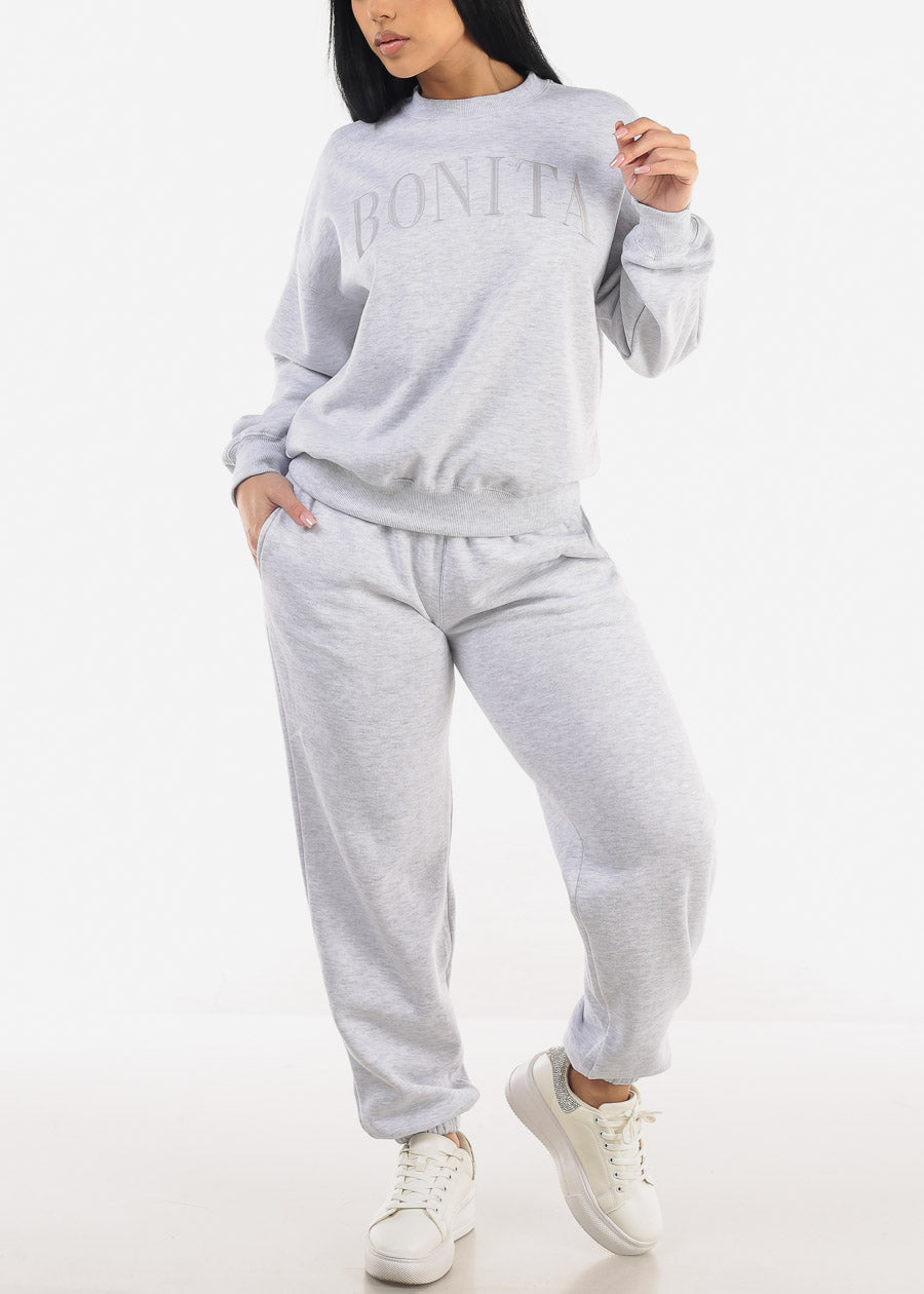 Relaxed Fit Fleece Sweatshirt Grey "Bonita"