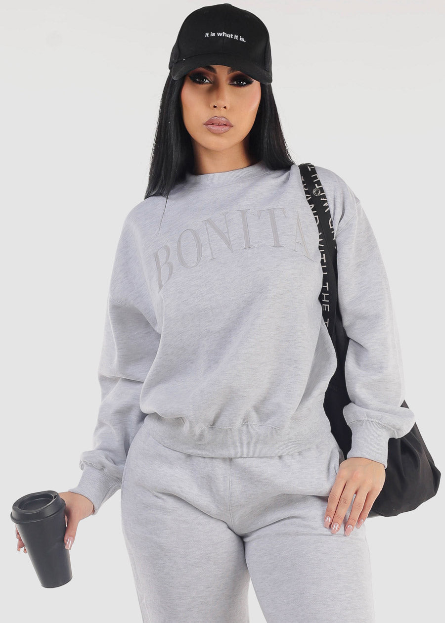 Relaxed Fit Fleece Sweatshirt Grey 